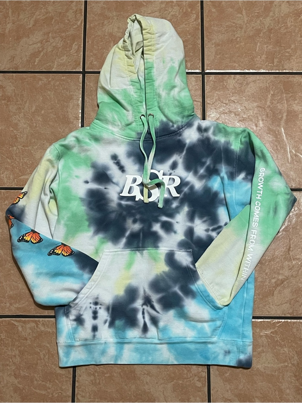 Send offer to me By Samii Ryan Tie-Dye Hoodie with Monarch Sleeve Print